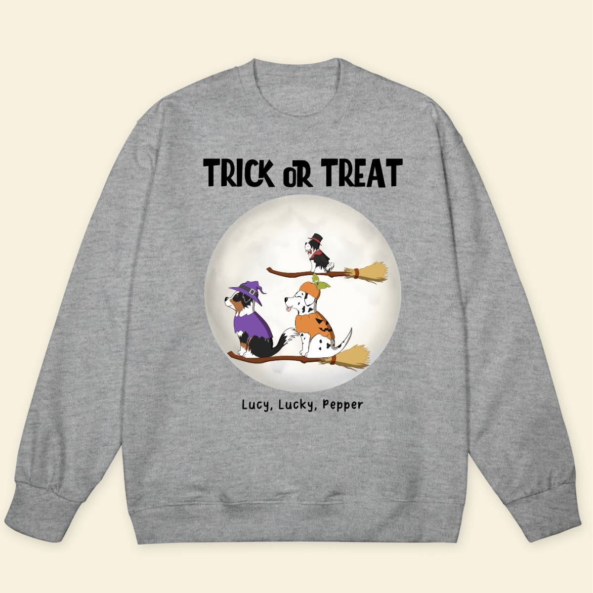 Trick or Treat Custom Dog Sweatshirt Personalized Sweatshirt Spooky and Sweet Custom Dog Breed Sweatshirt Halloween Costume Perfect Shirt For Halloween Dog Lovers
