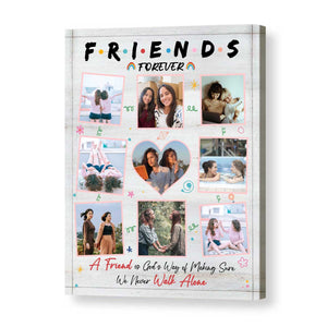 Friends Forever Photo Collage - Personalized Canvas - Gift For Bestie, BFF, Friends Birthday Gift