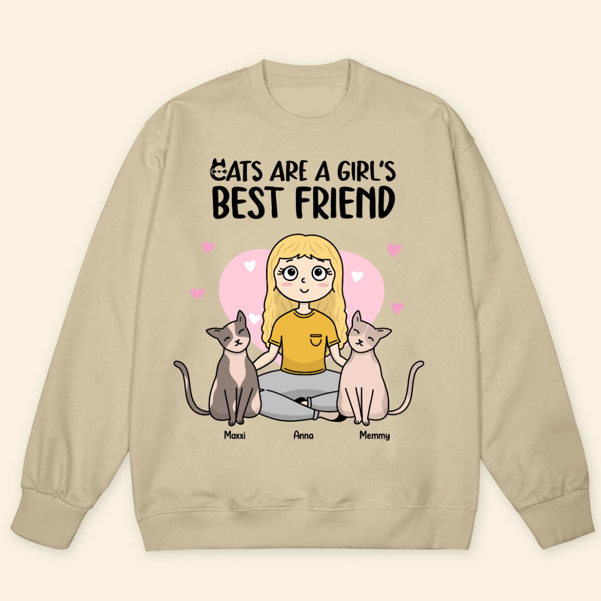 Cats Are A Girl's Best Friend Custom Gift For Cat Mom Personalized Sweatshirt For Cat Lovers Christmas Gift For Cat Mom Girl Loves Cat