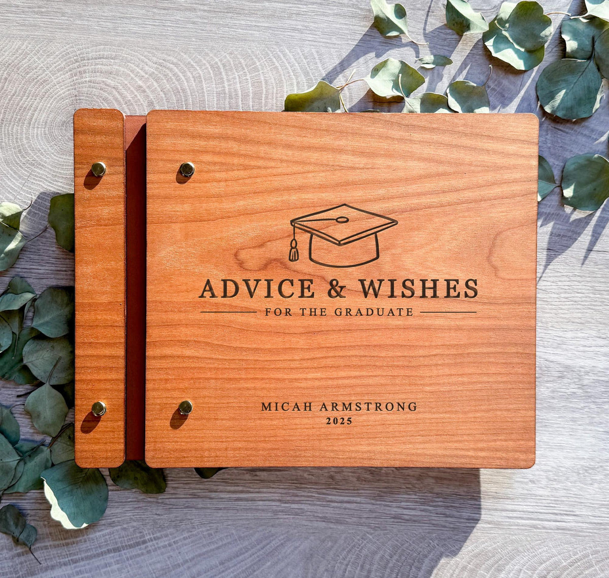 Advice & Wishes Graduation Guest Book - Class of 2026 - Personalized Engraved Wood Keepsake