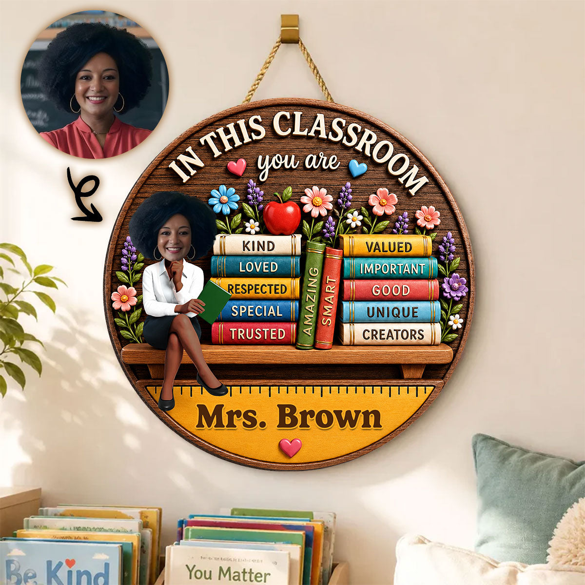 Custom Teacher in This Classroom - Personalized Wooden Door Sign - Teacher Wall Decor Sign, Back to School Gift for Teachers