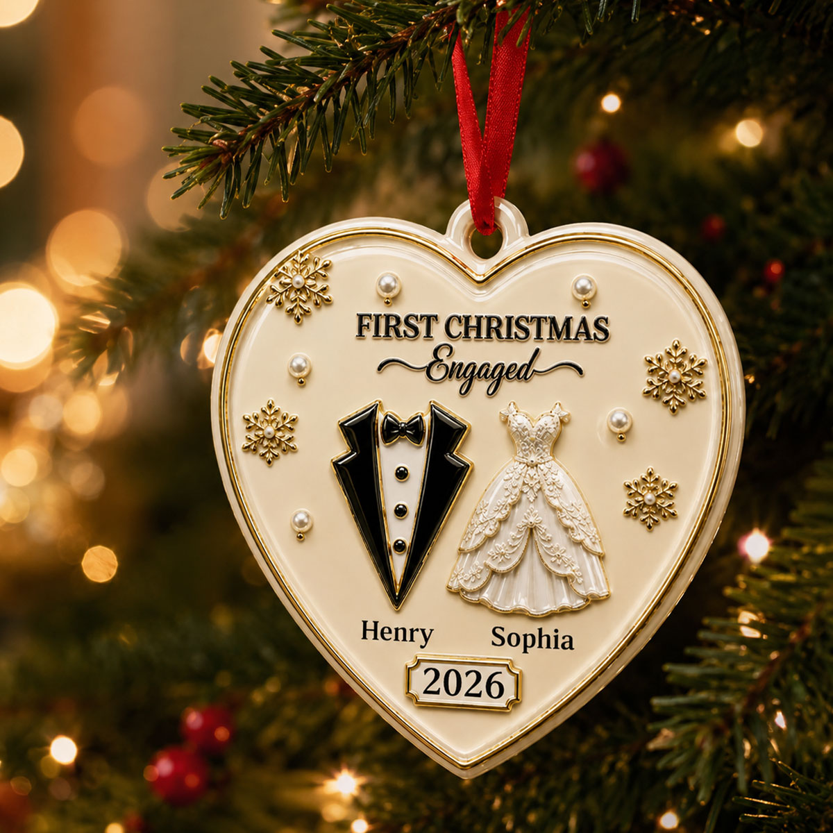 First Christmas as Mr & Mrs - Real 3D Raised Ornament