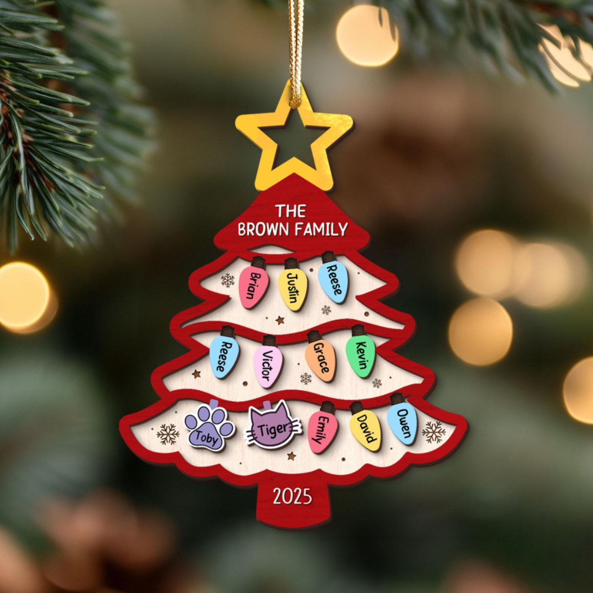 Personalized Family Tree Ornament 2025, Custom Family With Pet Ornament, Large Family Ornament, 2025 Christmas Ornament, Christmas Gifts