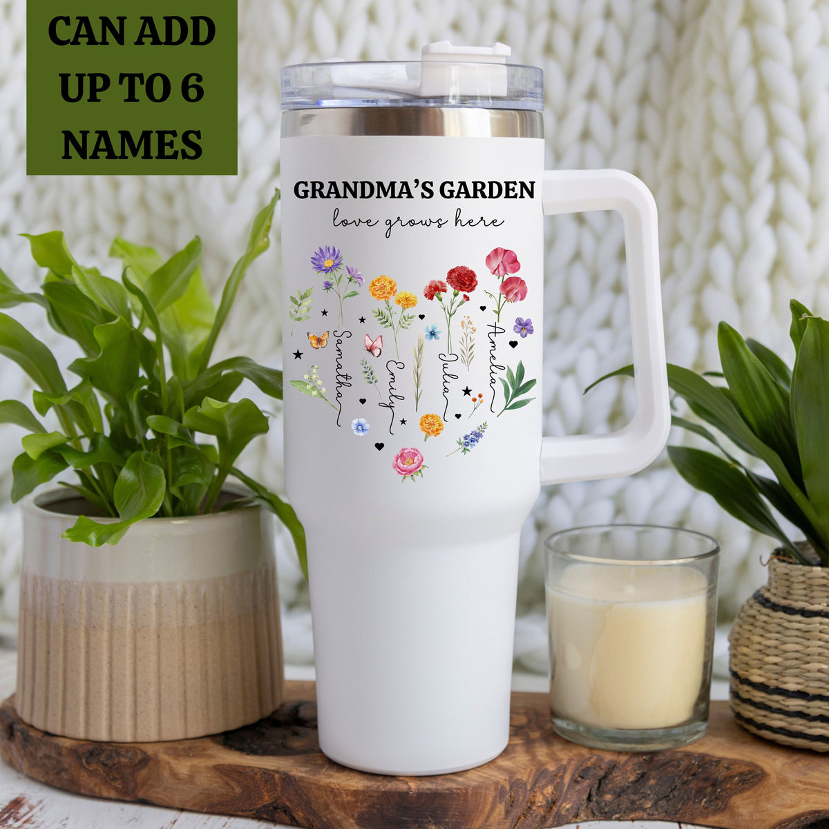 Grandma's Garden Love Grows Here - Personalized 40oz Stainless Steel Tumbler - Gift For Grandma, Christmas Gift, Birthday Gift