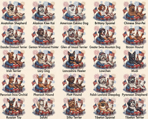 Patriotic Dogs Comfort Colors 4th of July Dog T-Shirts, 124+ Dog Breeds, Custom Available, USA Flag, Fireworks, USA 250 Shirt