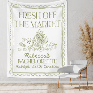 Custom Bachelorette Party Decor, Fresh Off The Market Bachelorette Party Banner, She Off Market Bridal Shower Backdrop, Bride To Be Party