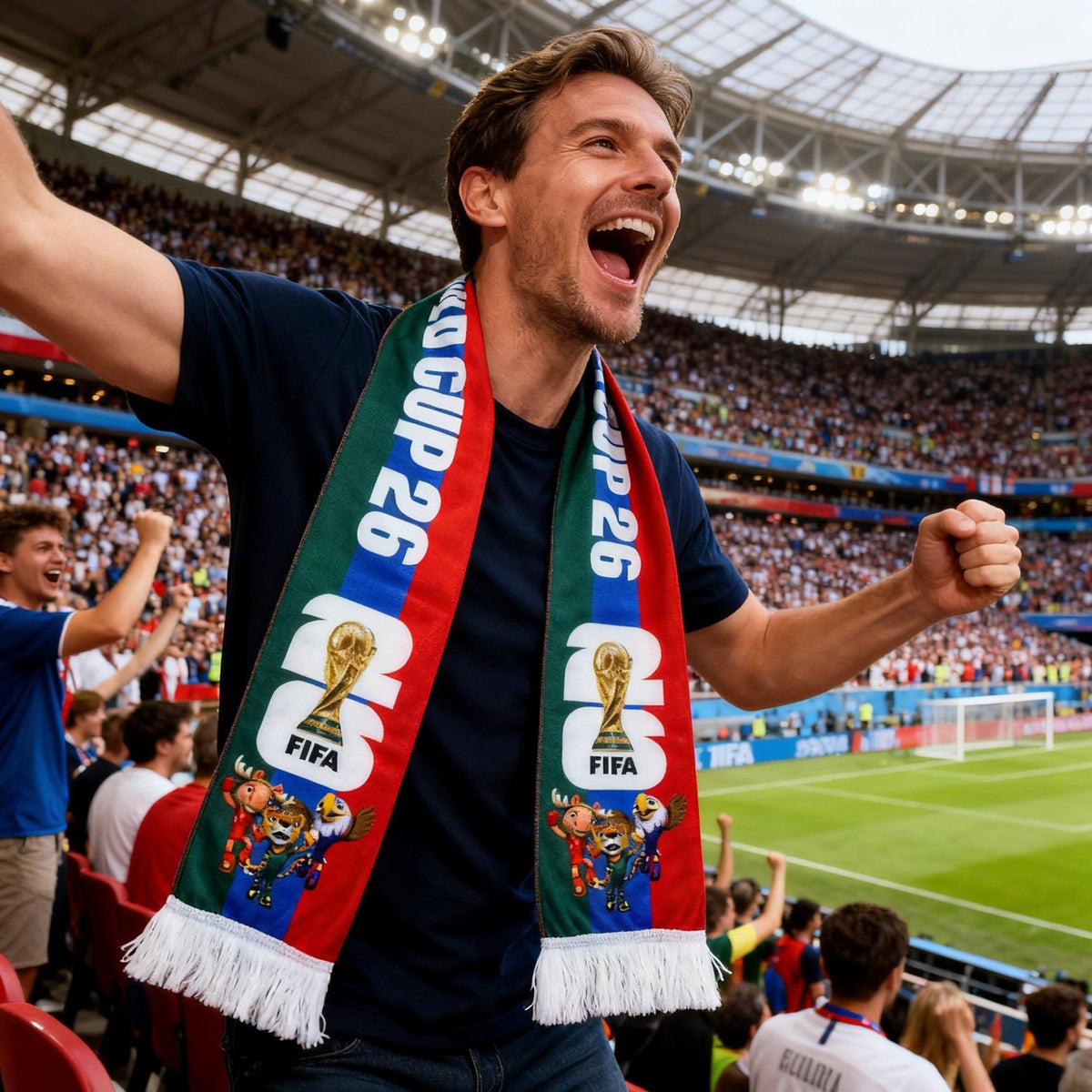 National Soccer Fan Scarf, Soccer Supporter Scarf, Perfect for Stadium Game Day, World Tournament Matches & National Team Fans