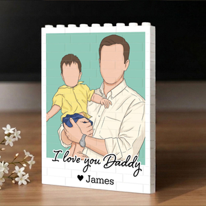 Personalized Dad Portrait Building Blocks, Daddy And Me Photo Keepsake, Fathers Day Gift for Dad, Best Dad Gift from Kids, Birthday Gift