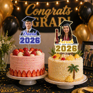 Custom Photo Graduation Cake Topper, Personalized Grad Cake Topper Class of 2026, Name & School, Congrats Graduate Party Decoration