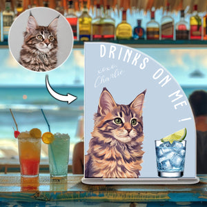 Drinks On Me Water Color Pet's Photo - Personalized Acrylic Plaque