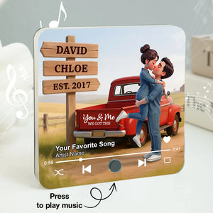 Romantic Couple Pickup Truck You & Me We Got This - Personalized Music Fridge Magnet - Valentine's Day Gift For Couple, Farmhouse Decor