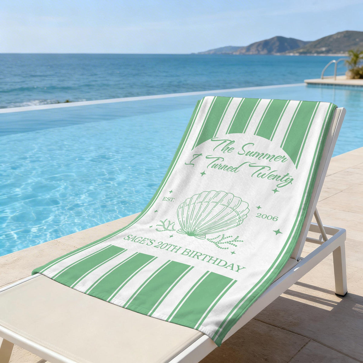 Custom The Summer I Turned Birthday Beach Towel, Birthday Party Beach Towels, Summer 20th 30th 40th Birthday Gift, Bachelorette Towels