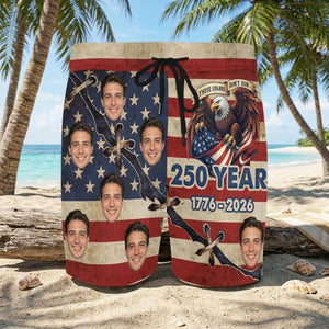 Custom Face 250th Anniversary Swim Trunks Personalized Photo Men Beach Shorts