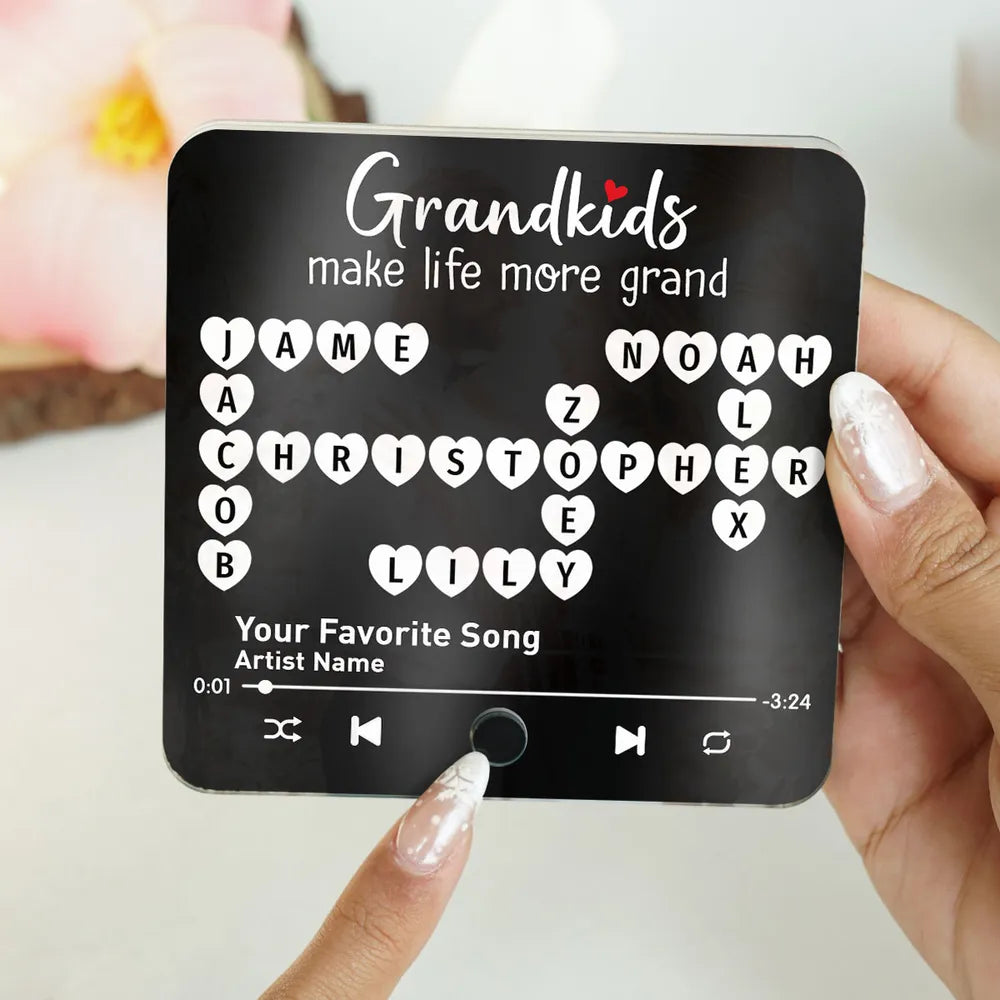 Grandkids Make Life More Grand - Personalized Music Fridge Magnet - Gift For Grandma, Mother's Day, Birthday Gift
