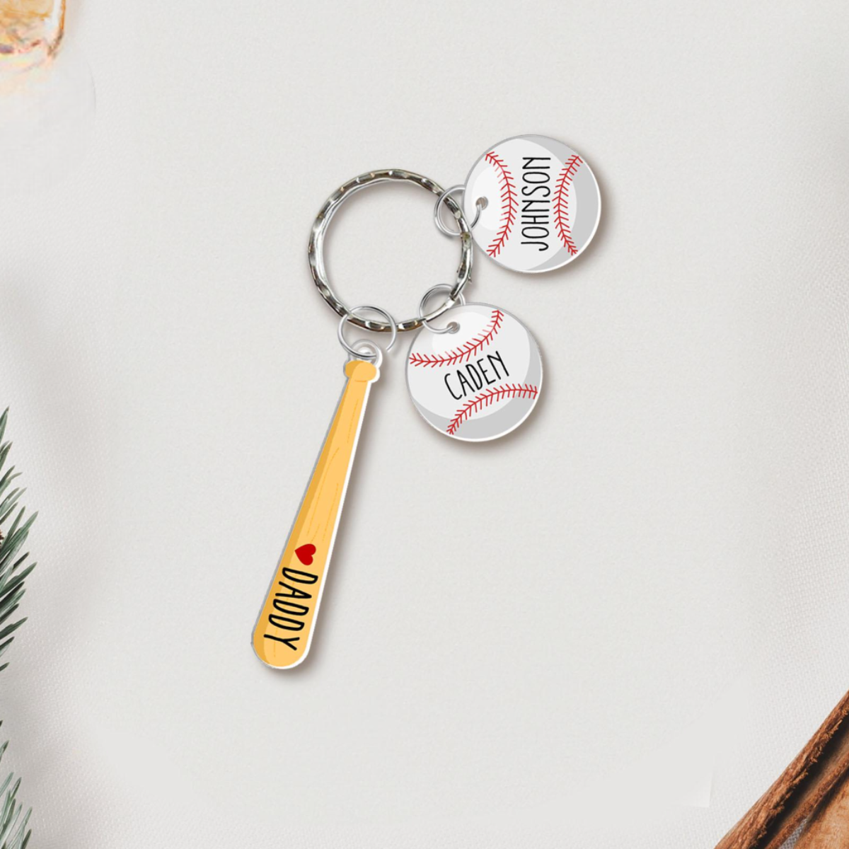Personalized Daddy Baseball Keychain Gift, Father's Day Gift from Son Daughter, Custom Keychain with Kid Names, Gift for Husband, Dad Gift