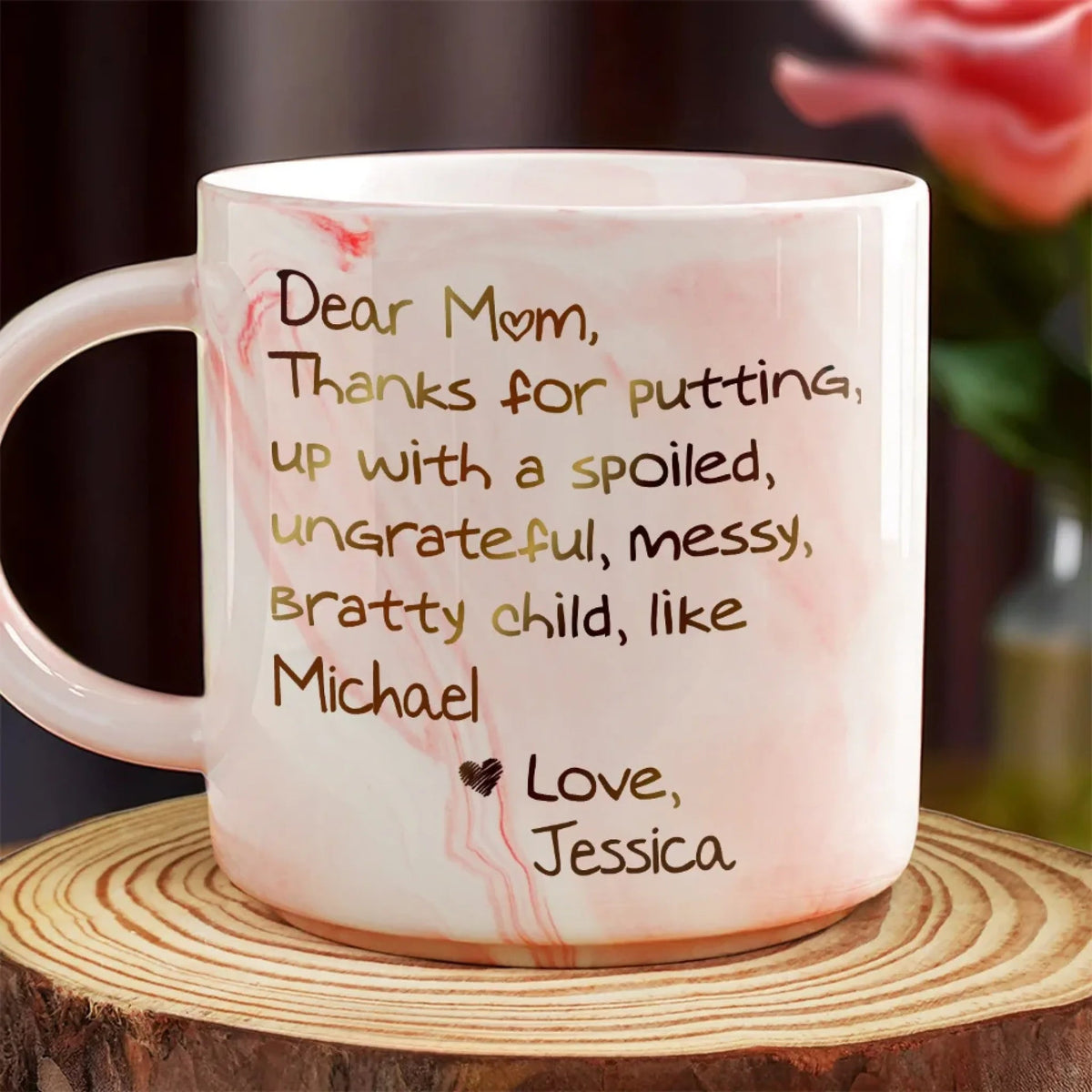 A Big Thanks To Mom - Personalized Marble Mug - Gift For Mom, Grandma, Mother's Day, Birthday Gift