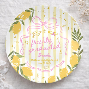 Custom Graduation Plate Coquette Freshly Graduated 2026 Table Decor Graduation Party Decoration Class of 2026 Sign Graduation Party Welcome