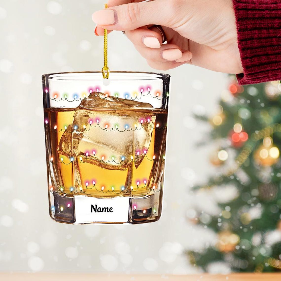Personalized Bourbon Ornament, Bourbon Christmas Ornament, Drink Lovers Ornament, Whisky Ornament, Bar Pub Whiskey Ornament