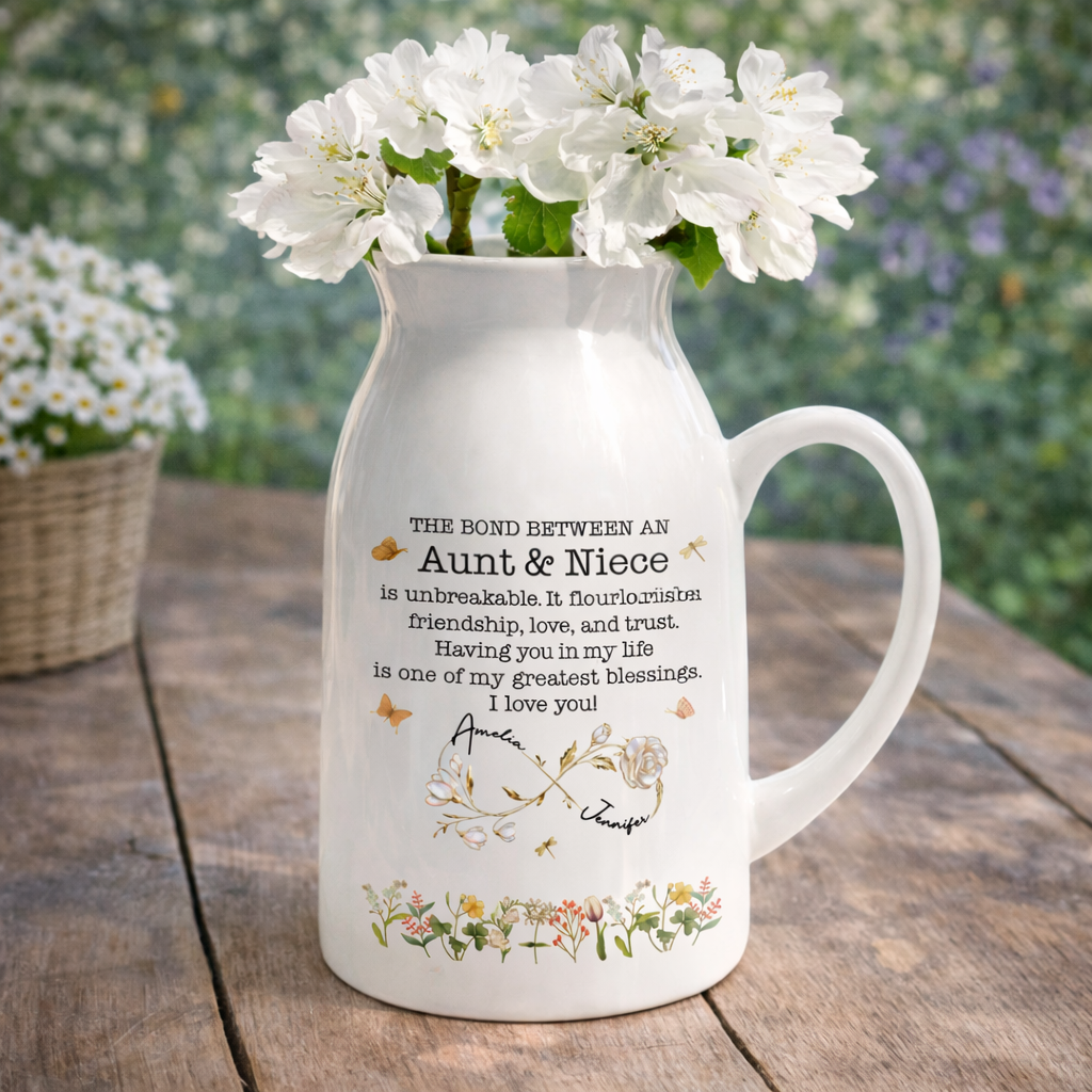 The Love Between Aunt & Niece Knows no Distance Vintage Golden Flower, Personalized Plant Pot, Gift For Aunt, Mother's Day Gift