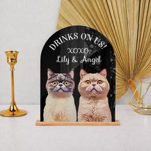 Drink On Me Custom Pet Portrait Wedding Bar Sign, Open Bar Dog Sign, Pet Photo Drink Sign, Wedding Bar Menu Sign, Modern Minimalist Wedding Sign