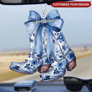 Coastal Cowgirl Boots, Personalized Acrylic Ornament, Christmas Gift For Cowgirl