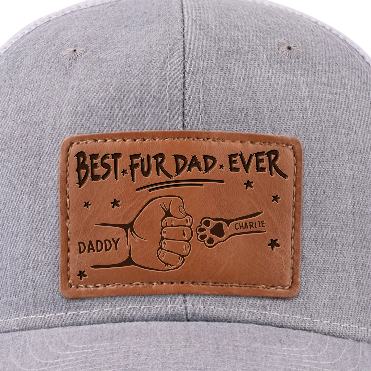 Best Dog Dad Cat Dad Ever - Personalized Leather Label Net Hat - Gift For Father, Gift For Papa, Father's Day Gift