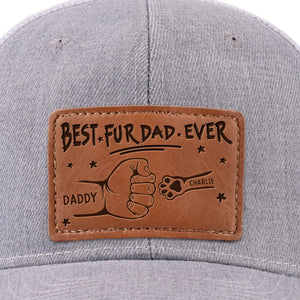 Best Dog Dad Cat Dad Ever - Personalized Leather Label Net Hat - Gift For Father, Gift For Papa, Father's Day Gift