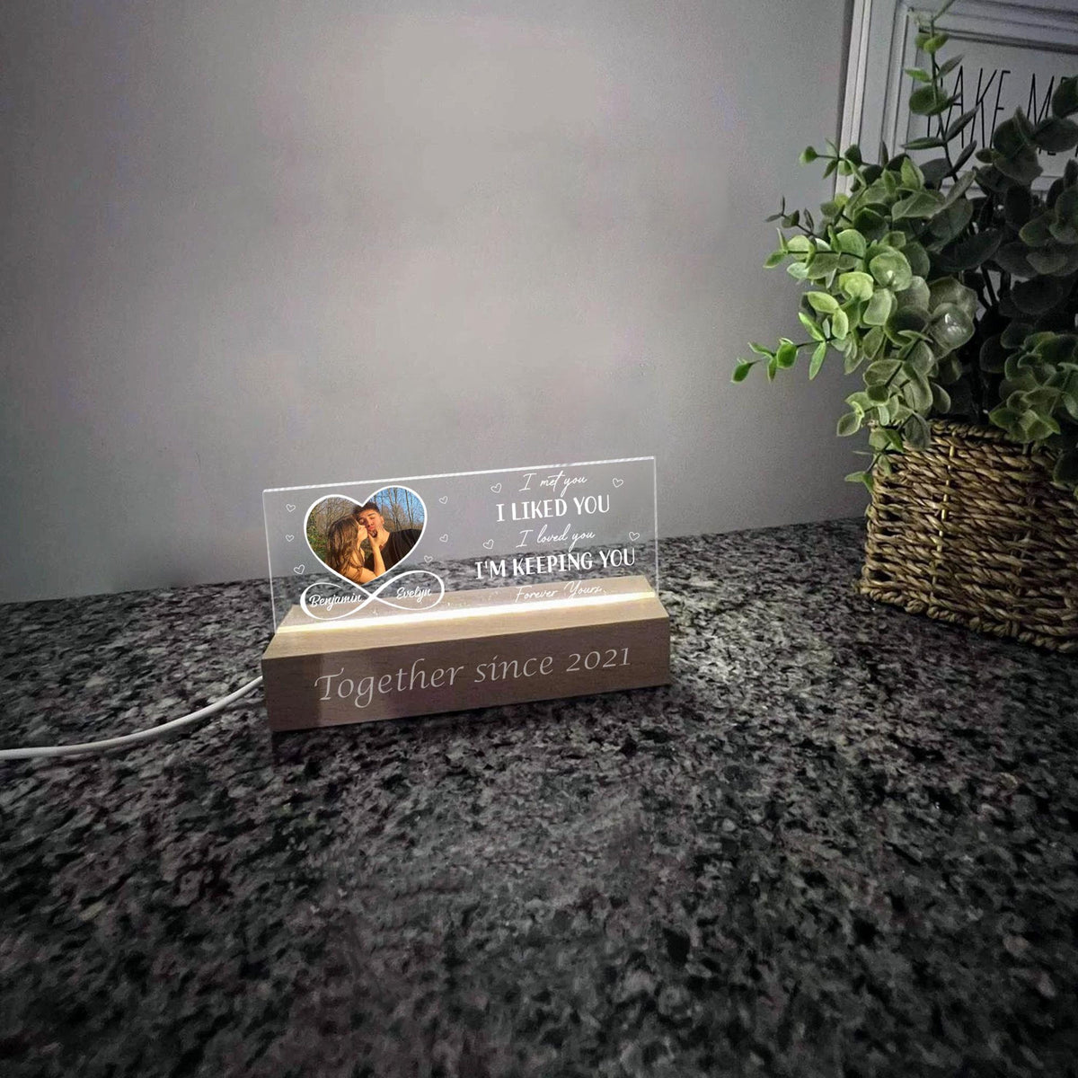 Loved You Then, Love You Still, Personalized Couple Night Light, Romantic Valentine Couple, Wedding Gift, Gift for Her, Anniversary Gift, Bedroom Lamp