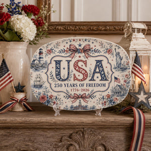 America 250th Anniversary Platter, 1776 2026 Patriotic Decorative Plate, Liberty Bell Freedom, 4th of July Decor, Independence Day Keepsake