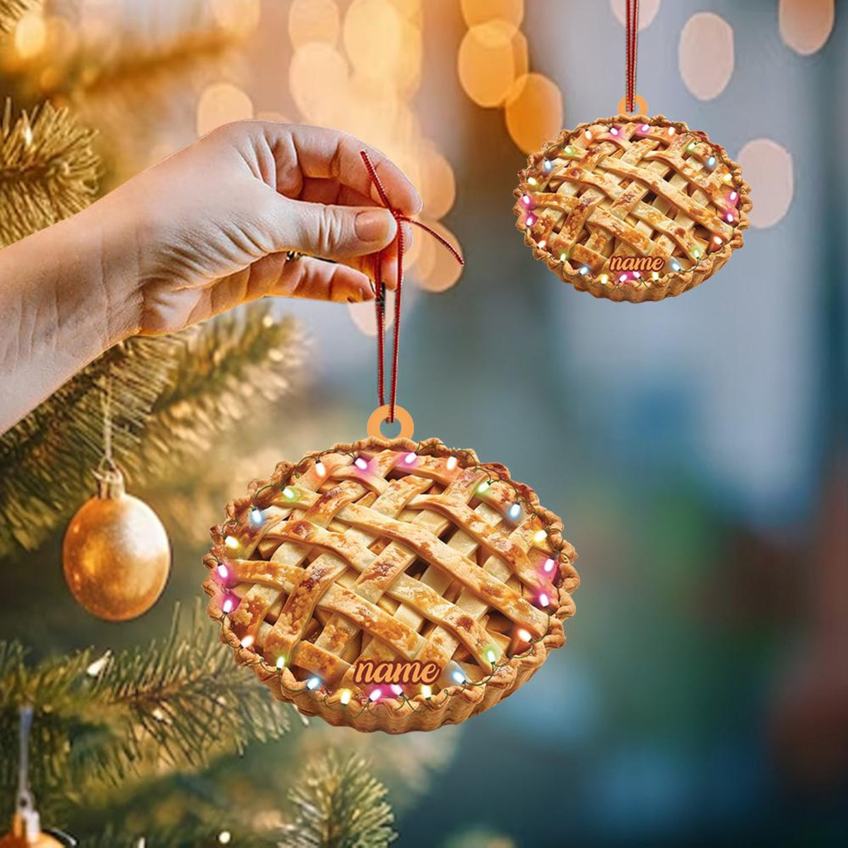 Personalized 2D Flat Apple Pie Ornament, Apple Pie Christmas Decor, Apple Pie Hanging Decor, Xmas Gift, Apple Pie Lover Gift