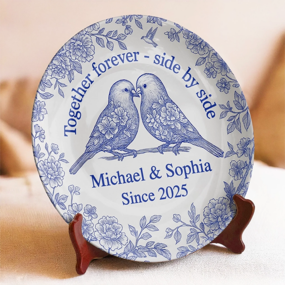 Together Forever - Personalized Ceramic Plate - Gift For Couple, Anniversary Gift