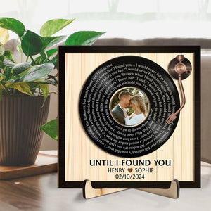 Custom Spiral Song Lyrics And Couple Photo - Personalized Wooden Plaque - Valentine's Day Gift For Couple