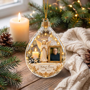 Personalized Memorial Angel Ornament, Custom Photo In Loving Memory Keepsake