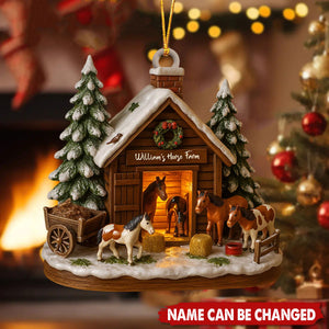 Customize Your Own Charming Horse Farm Ornament - Personalized Wooden Ornament - Christmas Gift For Farmer, Horse Lovers