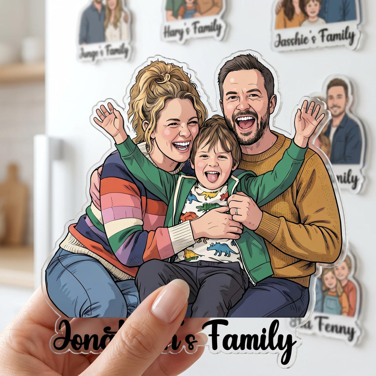 Custom Portrait From Photo Fridge Magnet, Dad And Kids Magnet, Fathers Day Gift For Dad Grandpa, Gift For Husband, New Dad Gift, Family Keepsake