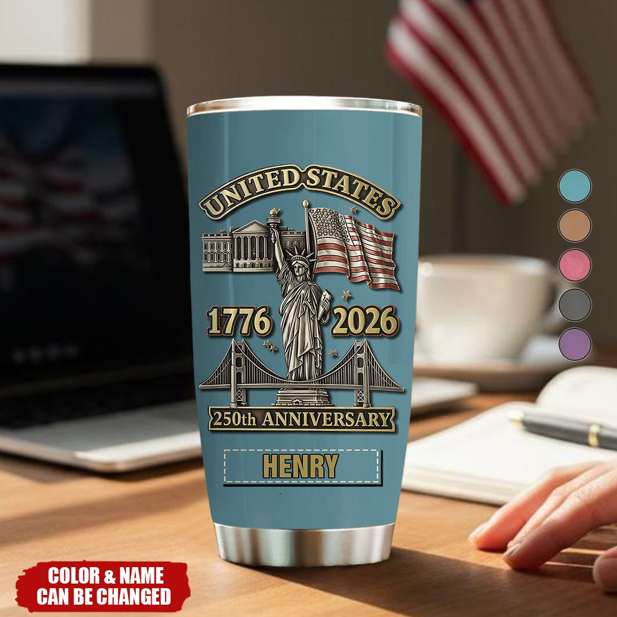 250th Anniversary United States - Personalized Tumbler - Patriotic Gift