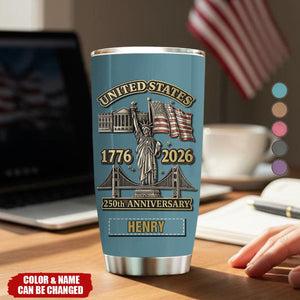 250th Anniversary United States - Personalized Tumbler - Patriotic Gift