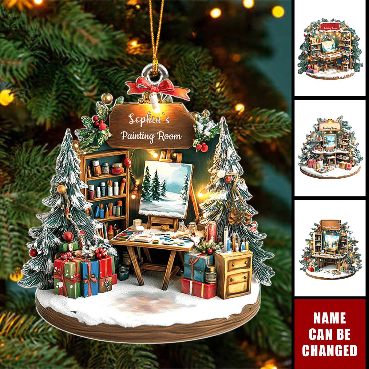 Painting Room, She Shed Ornament, Gift For Artists, Painters, Flat Ornament - Personalized Acrylic Ornament