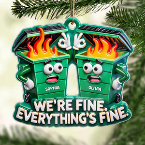 Work Bestie Dumpster Fire - Personalized Acrylic Ornament - Christmas Gift For Colleague