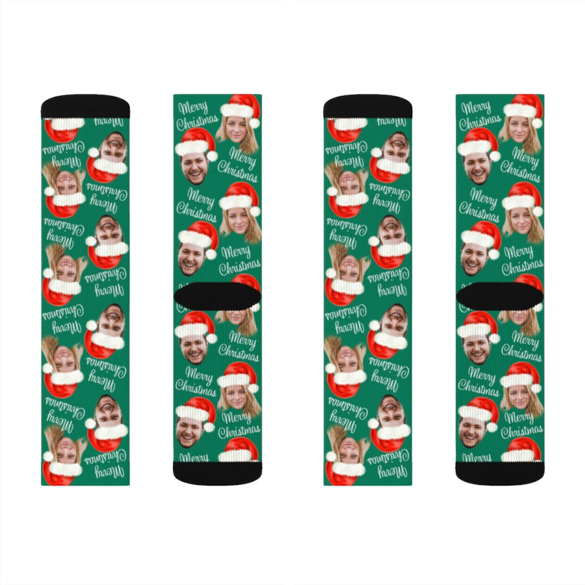 Merry Christmas Custom Face Santa Hat, Personalized Holiday Face Socks, Face On Socks, Socks for men women, Christmas Gift