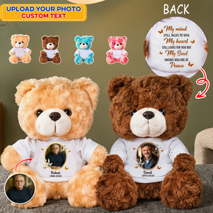My Mind Still Talks To You Photo Butterflies Sympathy Remembrance - Personalized Memorial Teddy Bear