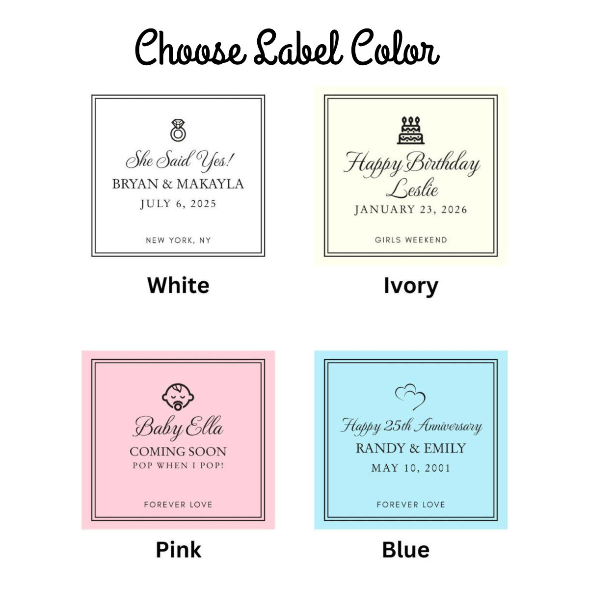 Personalized Prosecco and Champagne Bottle Labels, Any Occasion