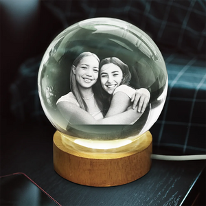 Custom Family Friends Pets Photo - Personalized Crystal Ball LED Night Light - Memorial Gift For Family