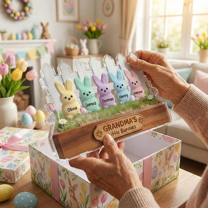 Happy Easter Grandma Little Bunnies - Personalized Acrylic Block - Easter Gift For Grandma, Easter Decoration