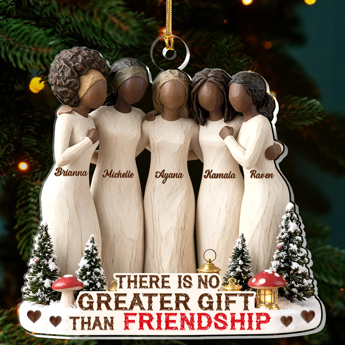 There Is No Greater Gift Than Friendship Black Sistas - Personalized Acrylic Ornament - Christmas Gift For Sisters, Friends
