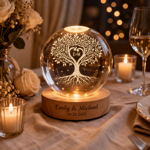 Personalized Anniversary & Wedding Gift, Our Special Day Tree of Life Crystal Ball LED Night Light, 50th Anniversary, Gift for Grandparent