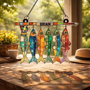 Personalized A Day Spent Fishing Suncatcher, Custom Fishing Suncatcher with Name, Father s Day Fishing Decor Gift for Dad Fish Lover