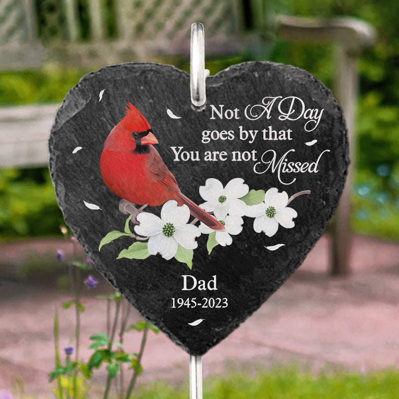 Not A Day Goes By That You Are Not Missed Memorial Cardinal & White Flowers - Personalized Garden Stake - Memorial Gift