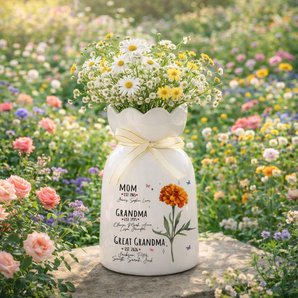 Custom Great Grandma Flower Vase, Great Grandma Gift, Mother's Day Gift for Great Grandmother, Gift from Grandkids, Grammy Gift, Nana Gift