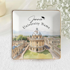 Custom University Campus Jewelry Dish, Personalized College Graduation Gift, School Logo Ring Dish, Graduate Keepsake,Grad Gift for Daughter